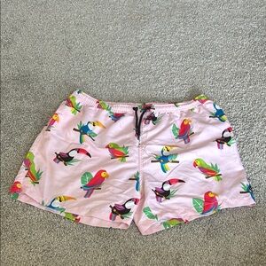 Colorful Parrot Print Swim Shorts